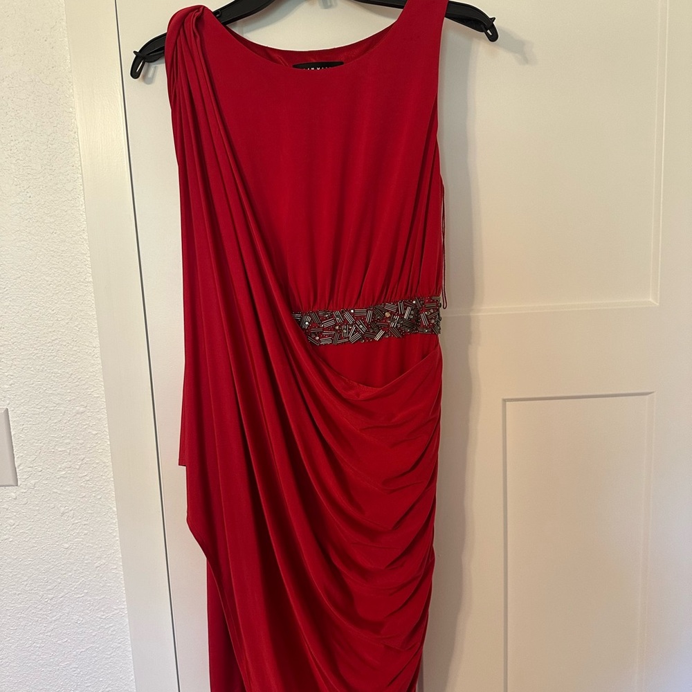 Aidan Mattox Red Grecian Style Dress